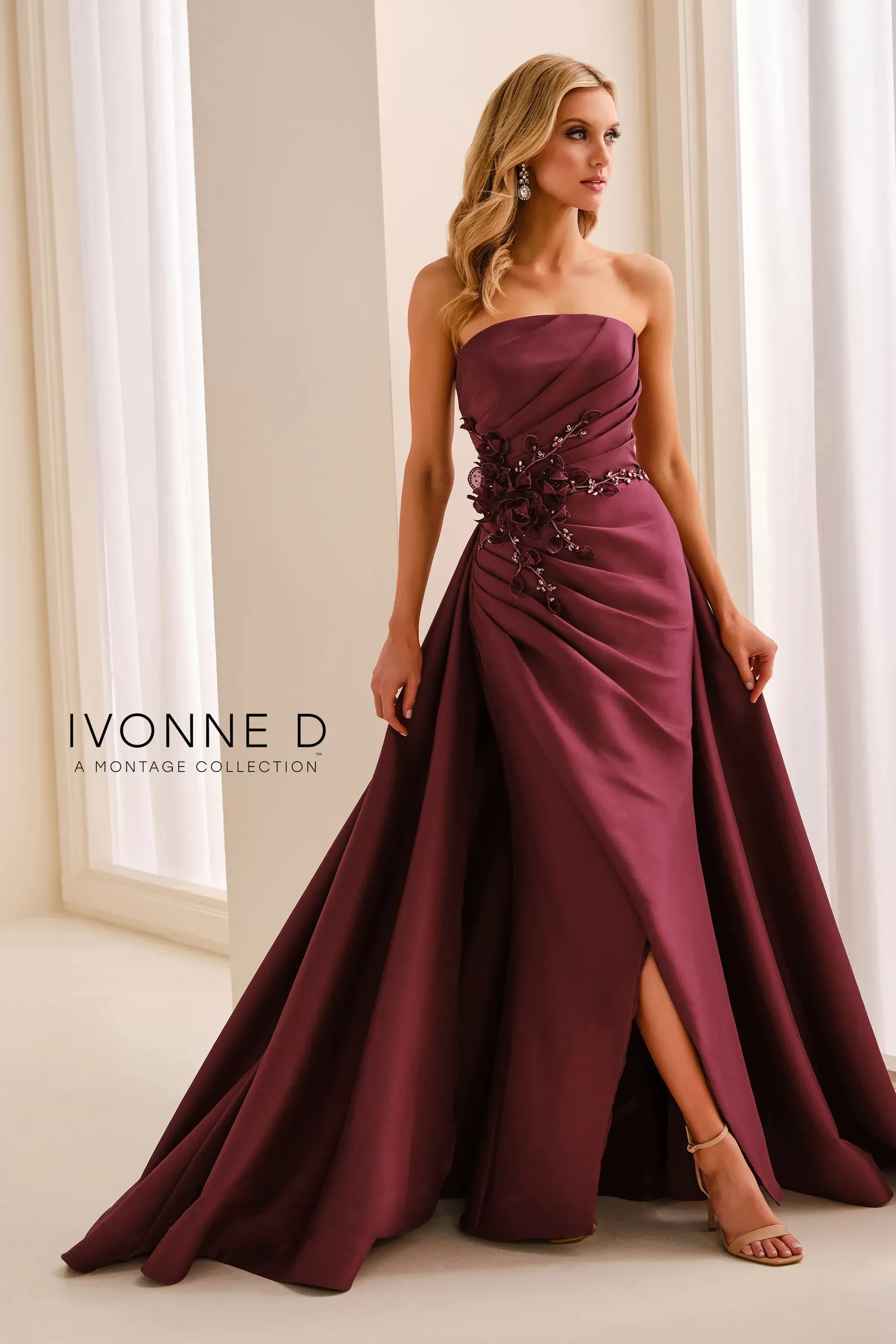 Strapless Straight Neck Floor-Length Mikado Formal A-Line Ivonne D ID2210