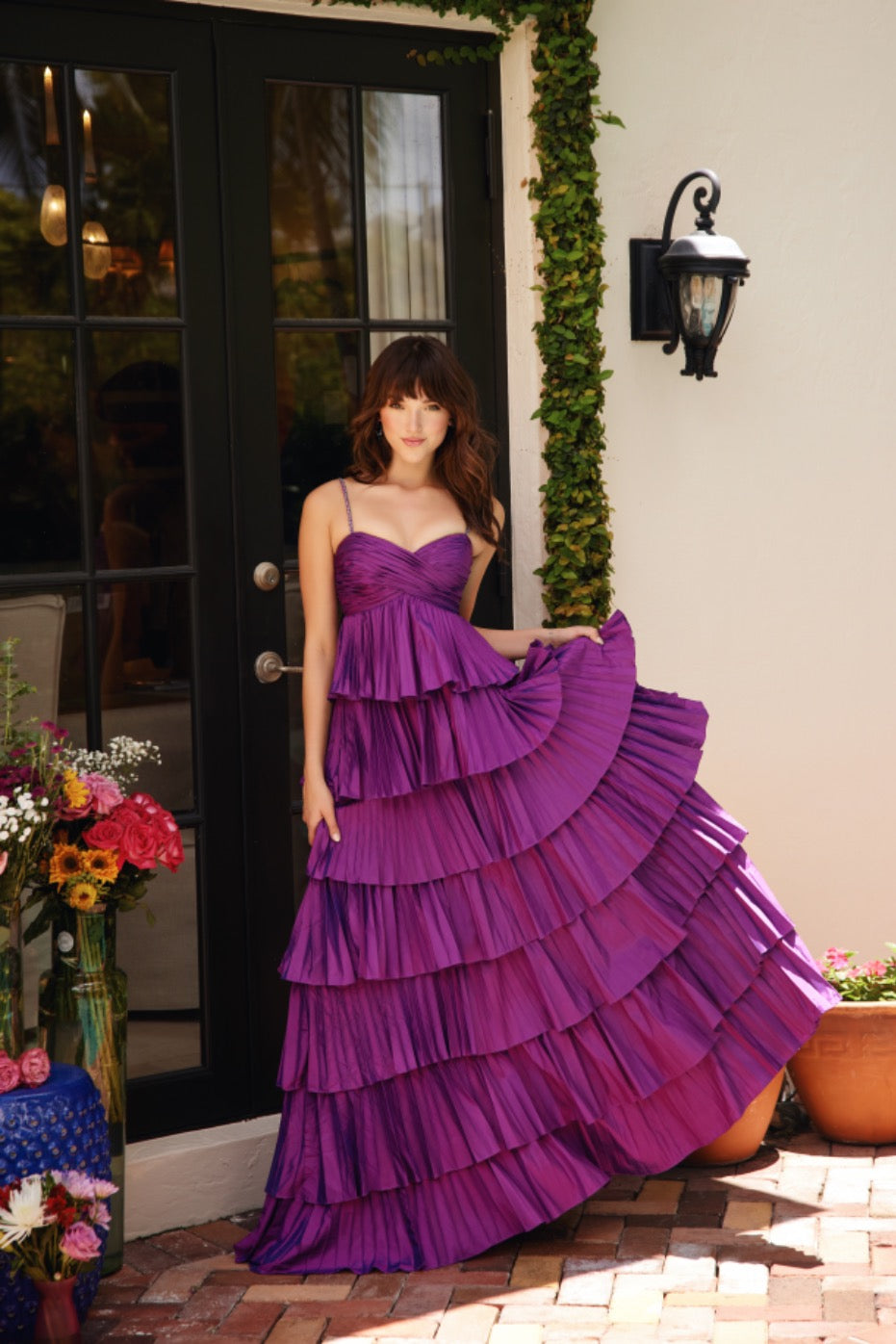 Prom Dresses A Line Long Formal Tiered Prom Dress Violet