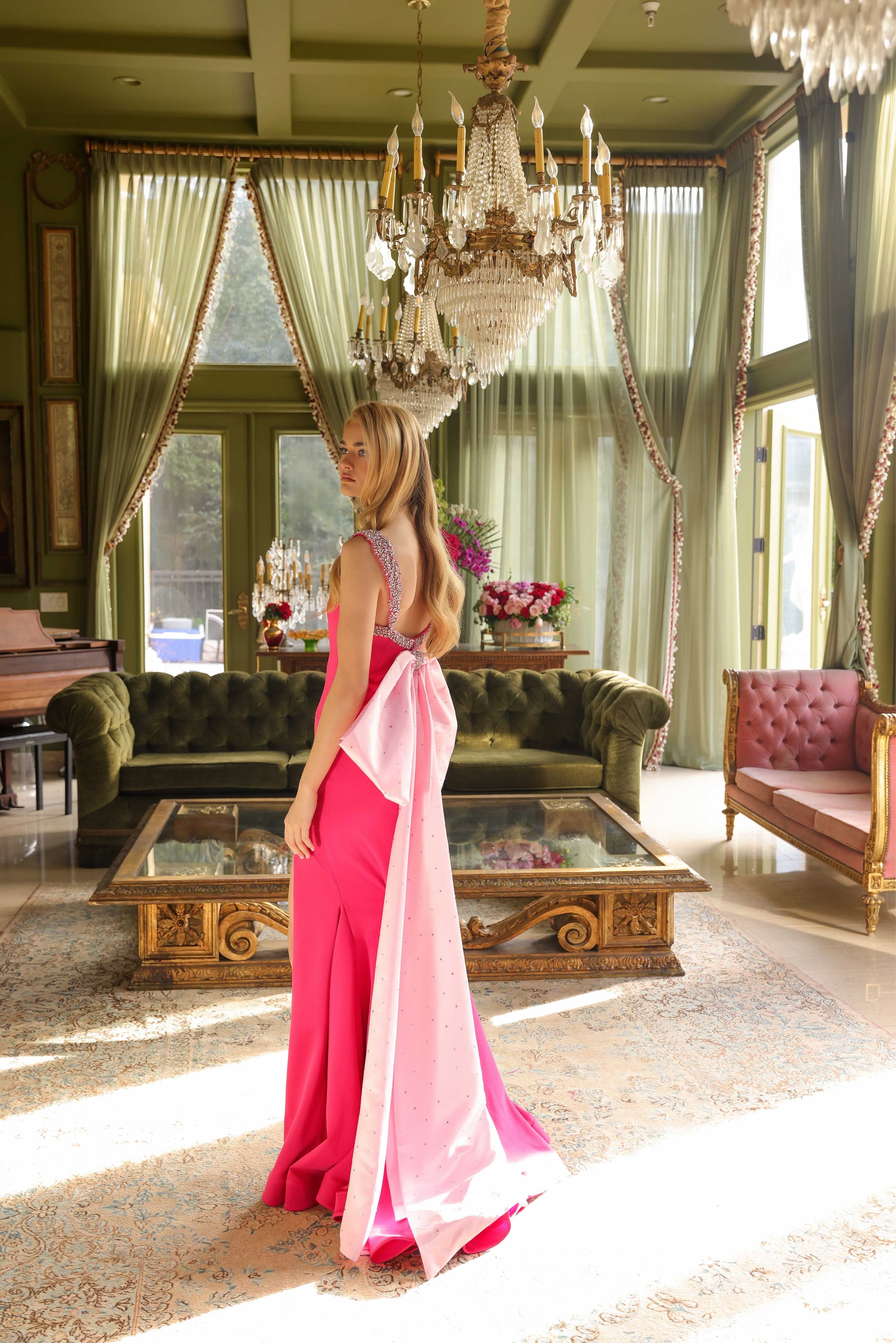 Prom Dresses Long Mermaid Formal Beaded Prom Dress Hot Pink/Light Pink
