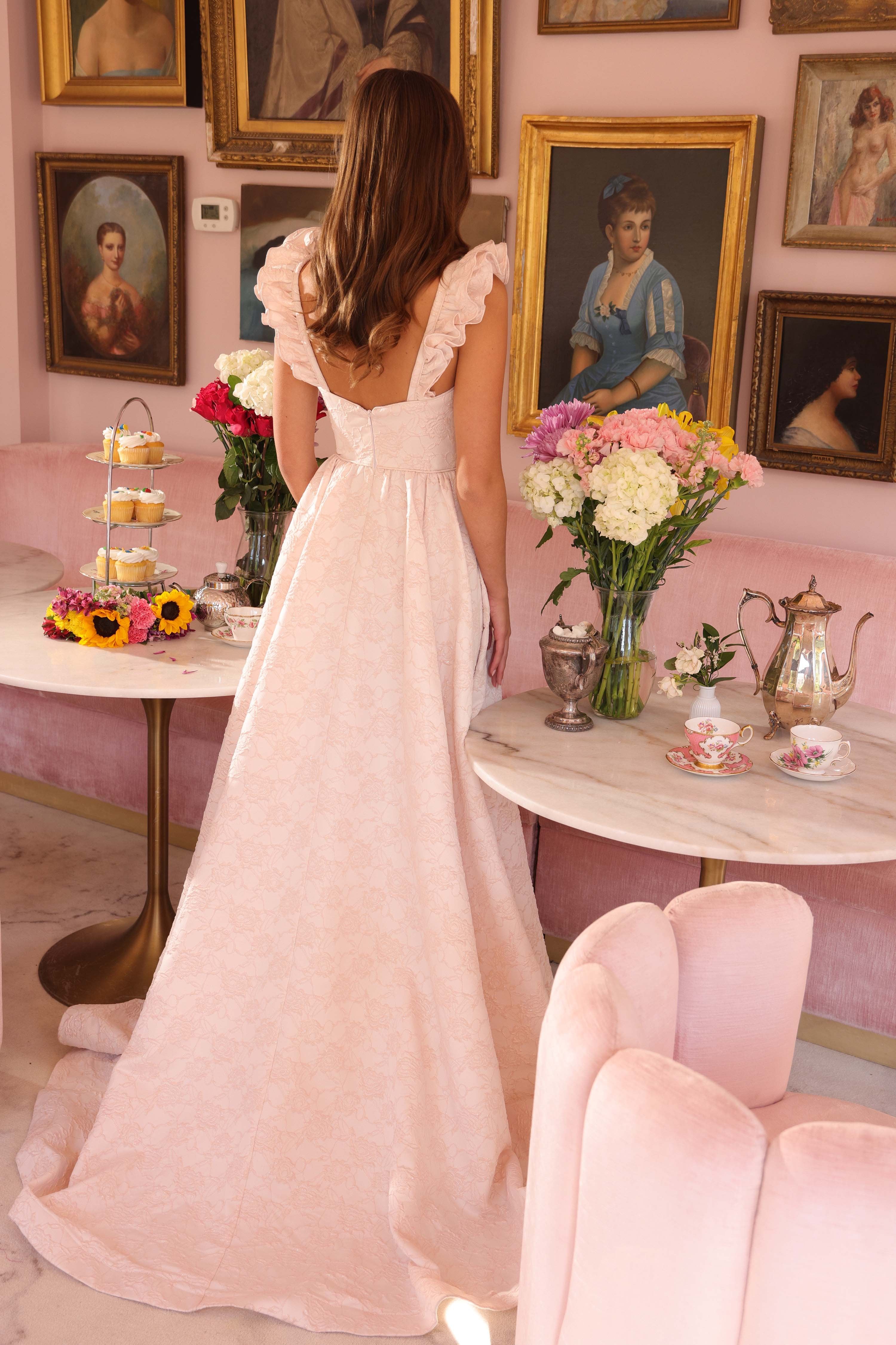 Prom Dresses Long Prom A Line Ruffle Formal Evening Dress Ice Pink