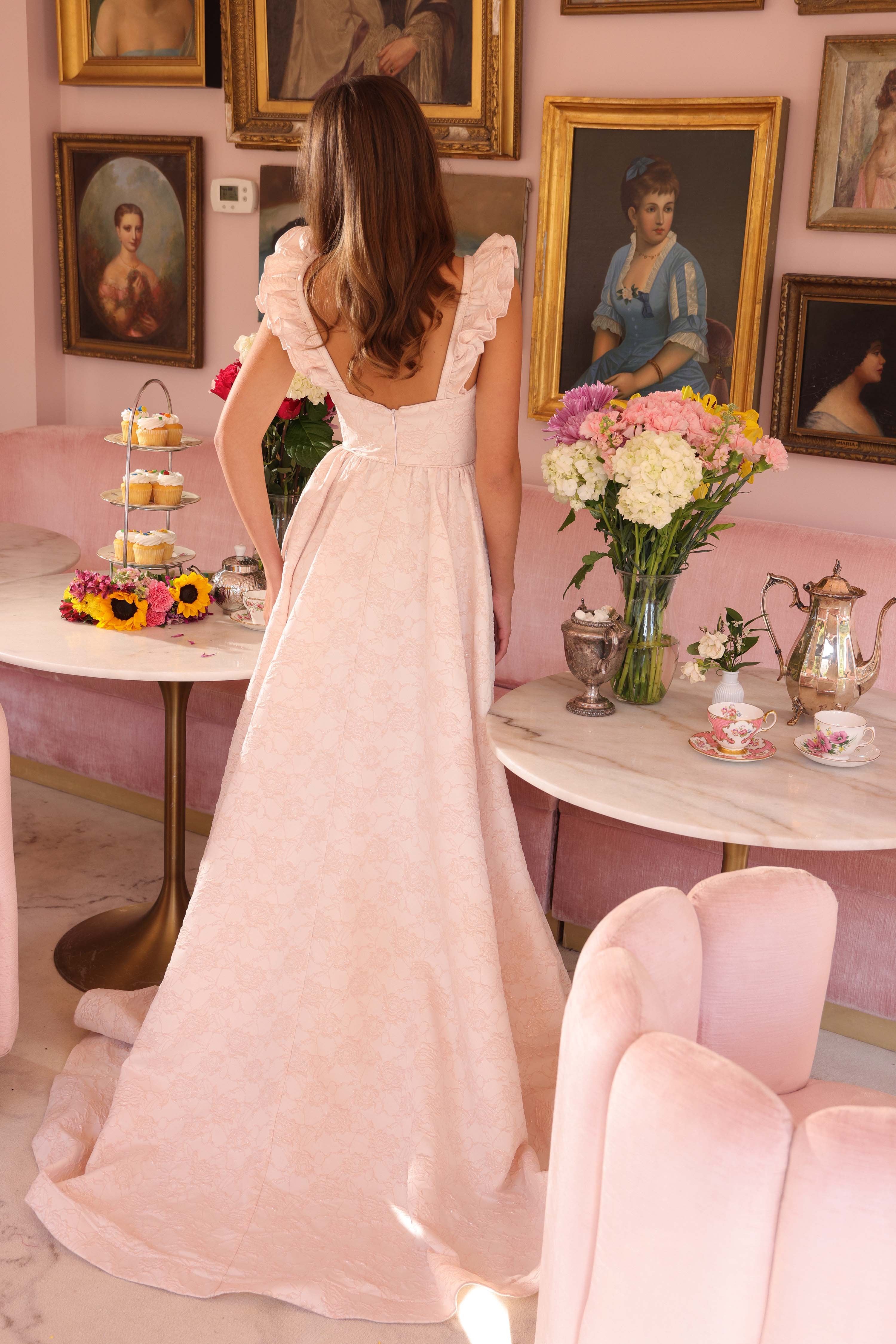 Prom Dresses Long Prom A Line Ruffle Formal Evening Dress Ice Pink