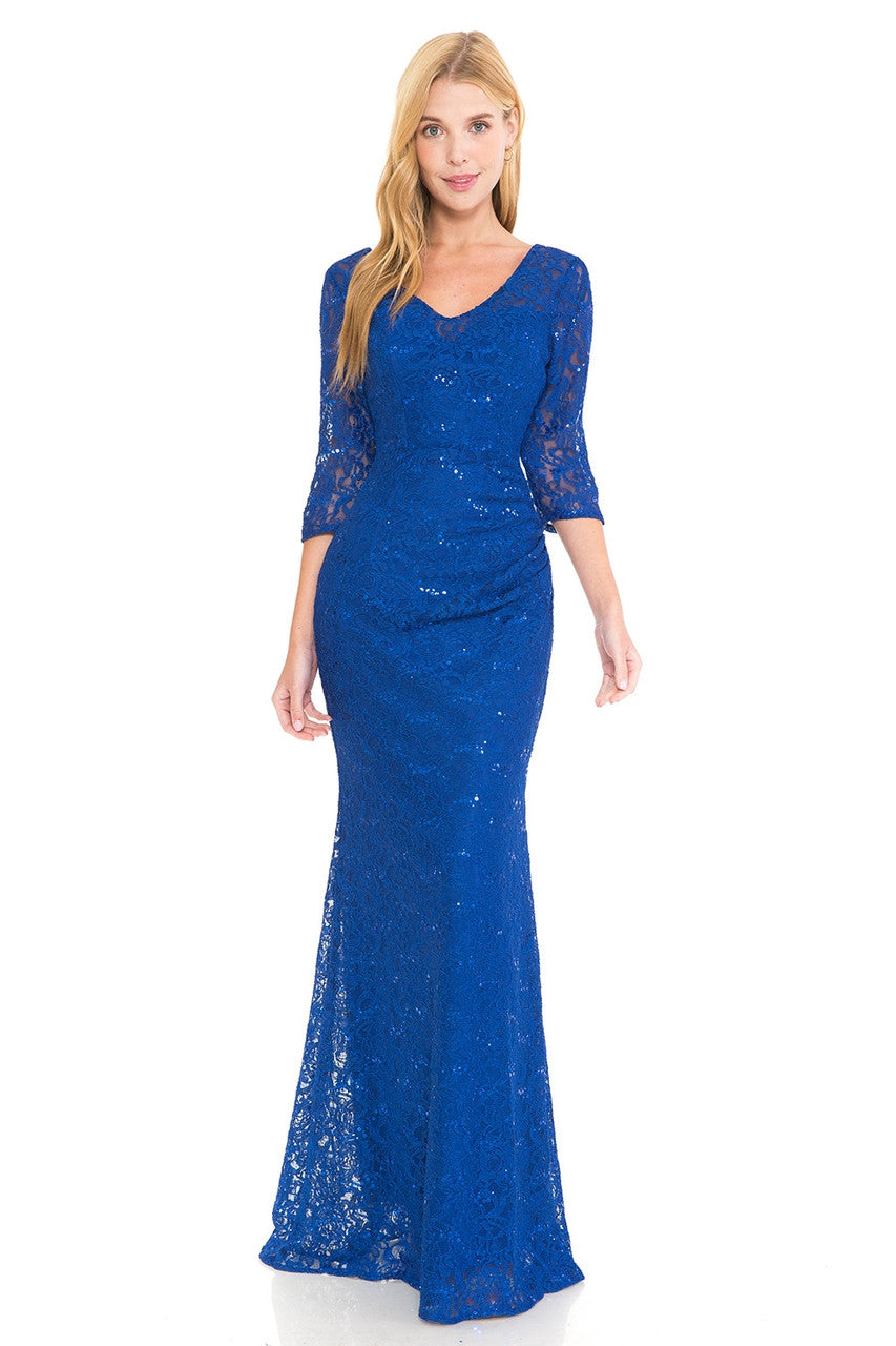 Mother of the Bride Dresses Long Formal Sequin Lace Mother of the Bride Dress Lenovia 5223 Royal Blue