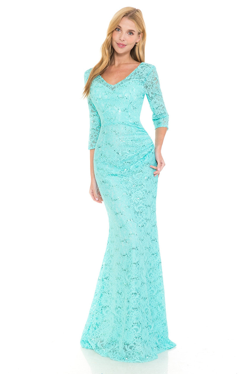 Mother of the Bride Dresses Long Formal Sequin Lace Mother of the Bride Dress Lenovia 5223 Mint