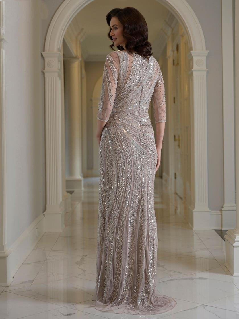 Mother of the Bride Dresses Long Beaded Formal Mother of the Bride Dress Champagne