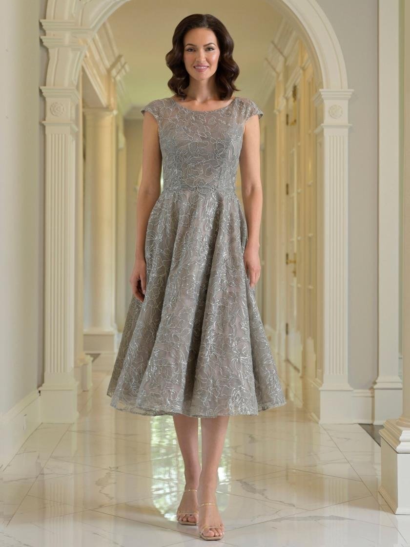 Mother of the Bride Dresses Short Mother of the Bride Cocktail Tea Length Dress Taupe