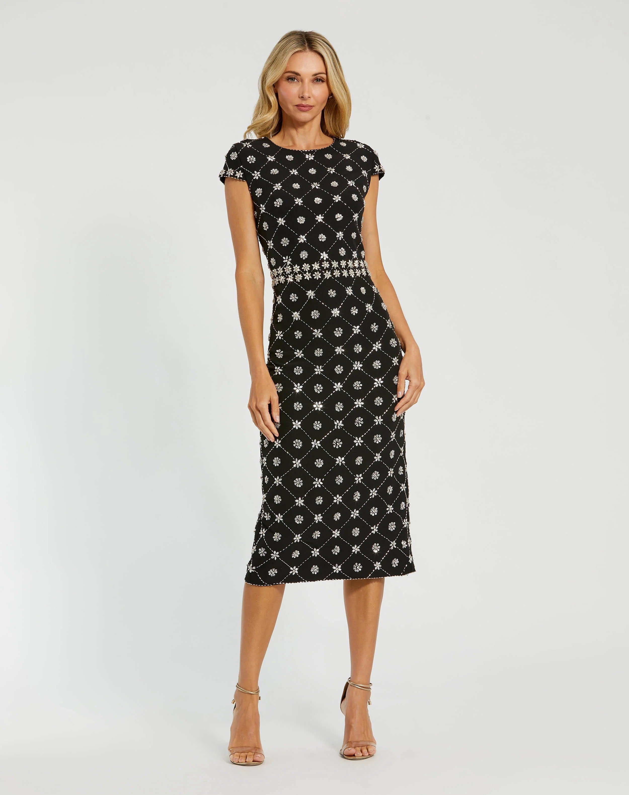 Cocktail Dresses Short Floral Beaded Cocktail Dress Black