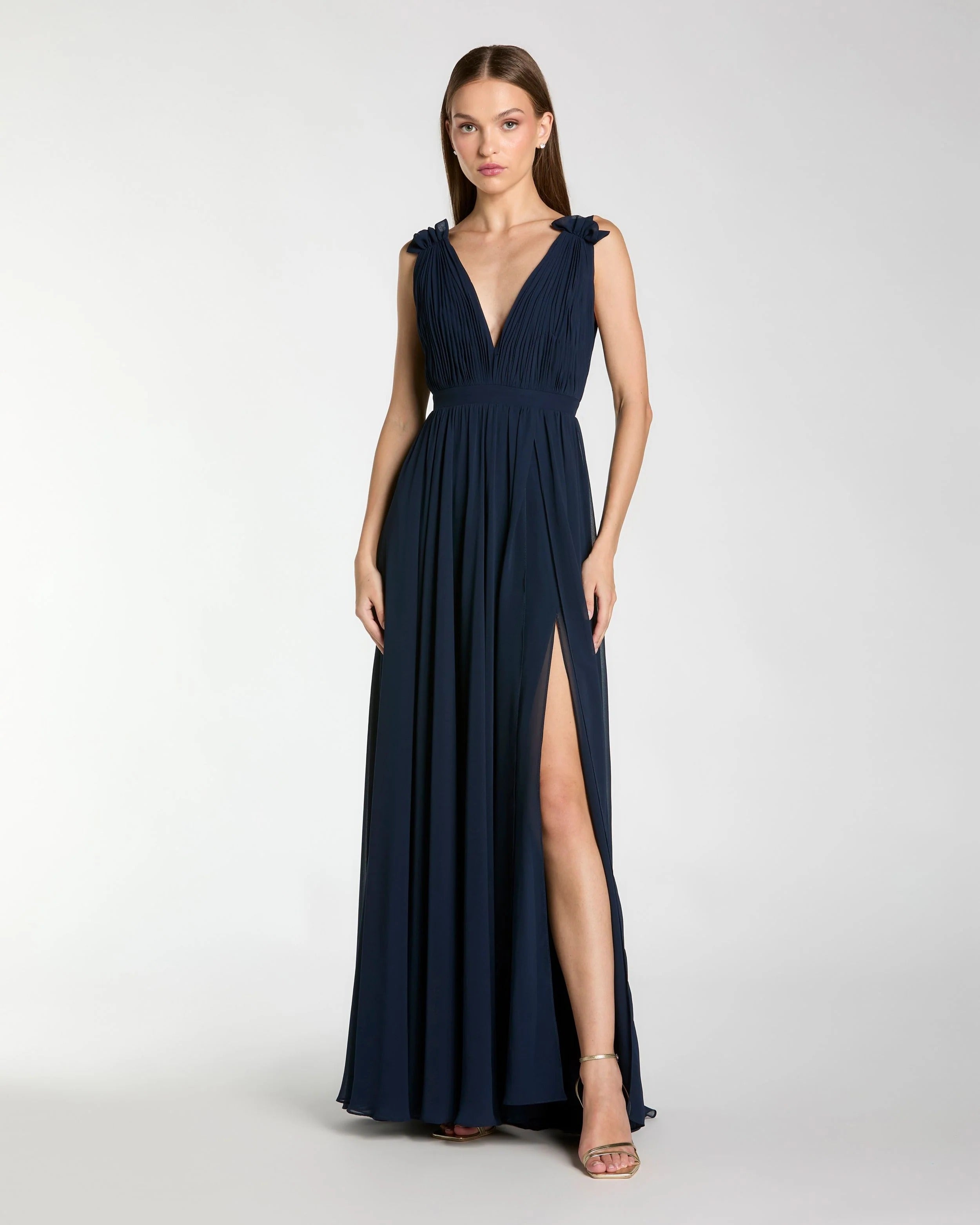 Formal Dresses Long Sleeveless Formal Chiffon Gown Navy