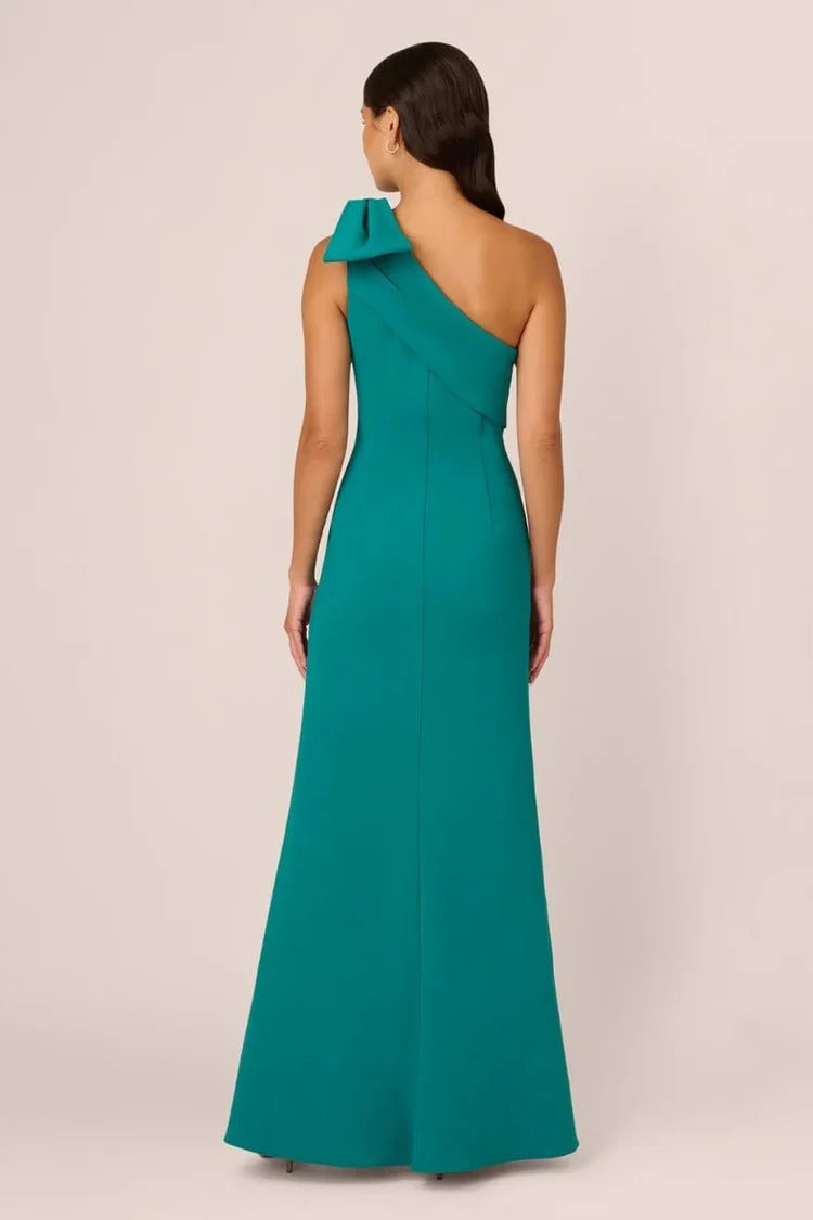 One-Shoulder Floor-Length Crepe Formal Sheath Adrianna Papell AP1E210970