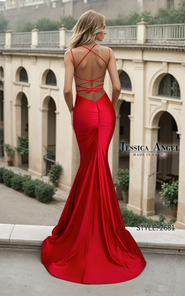 Prom Dresses Beaded Long Fitted Formal Prom Evening Dress Jessica Angel 2681 Red