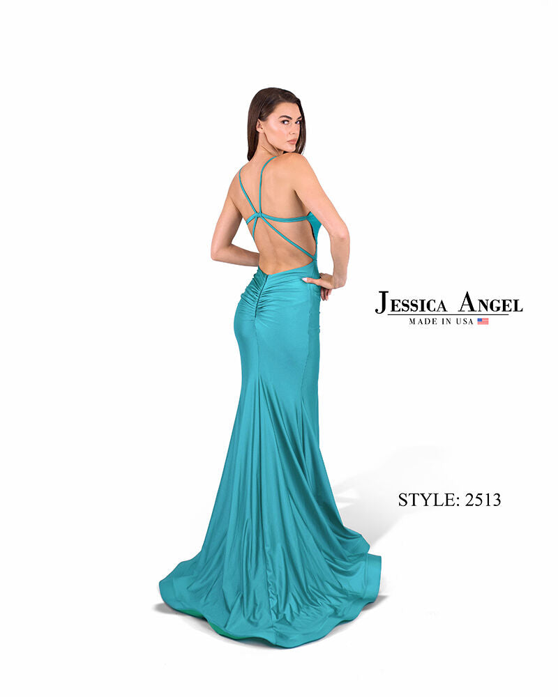 Prom Dresses Evening Slit Long Formal Fitted Prom Dress Jessica Angel 2513 Turquoise