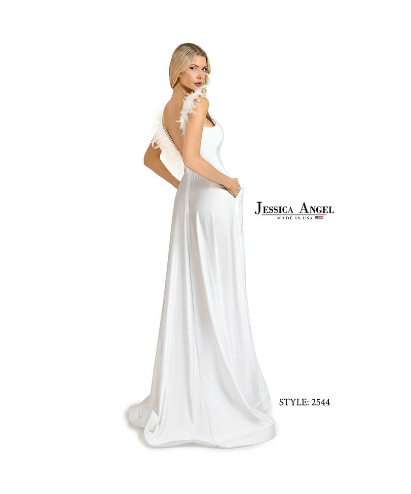 Wedding Dresses Long Slit A Line Wedding Dress Jessica Angel 2544 White