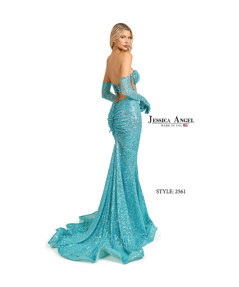 Prom Dresses Corset Long Sequin Formal Fitted Prom Dress Jessica Angel 2561 Turquoise