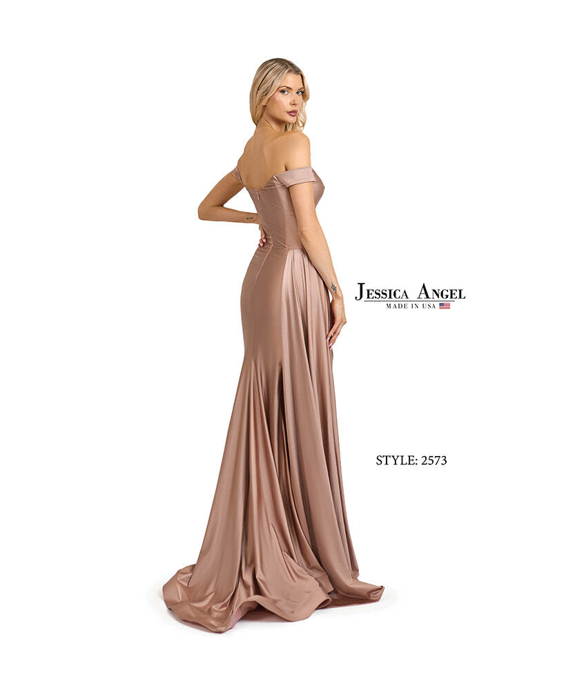 Prom Dresses Slit Formal Long Evening Prom Dress Jessica Angel 2573 Rosy Cheeks