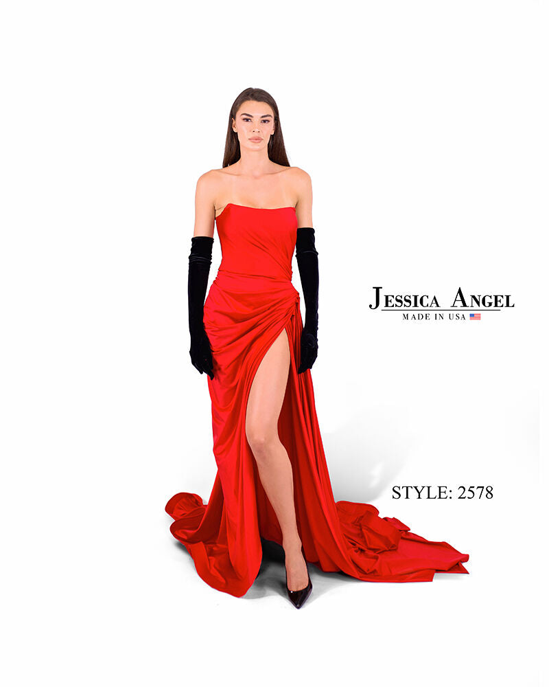 Prom Dresses Long Slit Formal Evening Prom Dress Jessica Angel 2578 Red