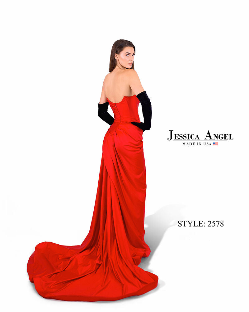 Prom Dresses Long Slit Formal Evening Prom Dress Jessica Angel 2578 Red