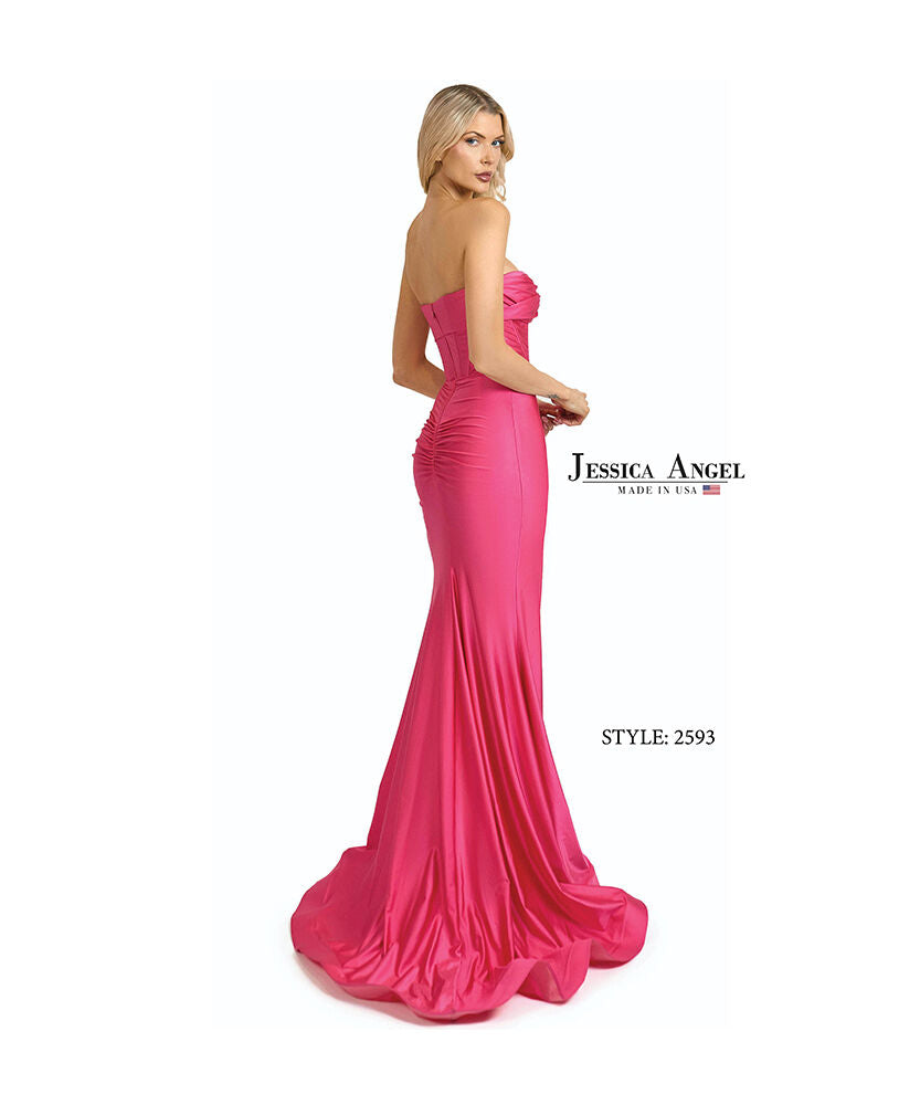 Prom Dresses Corset Long Slit Formal Mermaid Evening Prom Dress Jessica Angel 2593 Lipstick