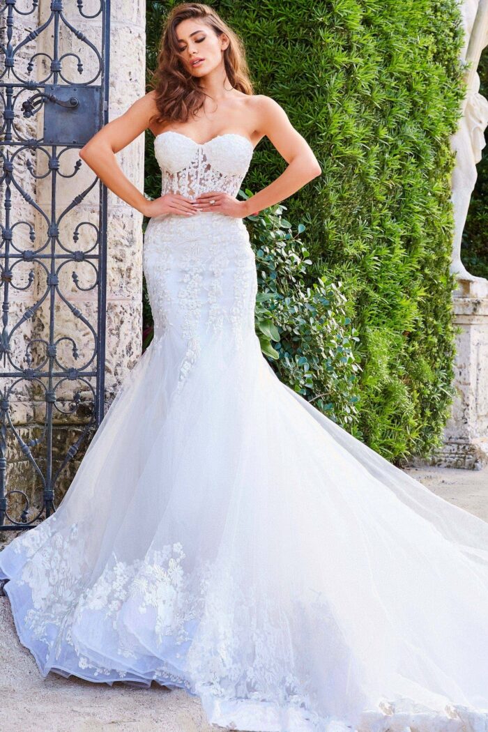 Off-White Jovani JB07260 Bridal Gown Long Mermaid Wedding Dress