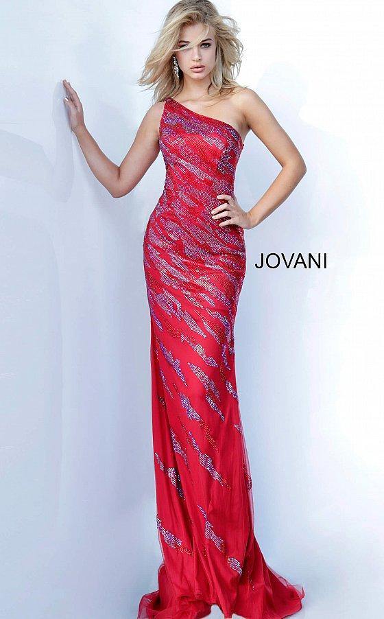 JVN By Jovani One Shoulder Long Prom Dress JVN00685 - The Dress Outlet Jovani