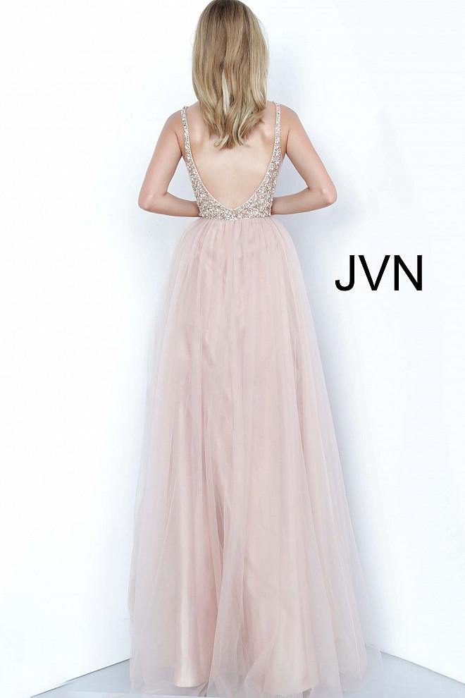 JVN By Jovani Long Formal Prom Gown JVN02313 Rose - The Dress Outlet Jovani