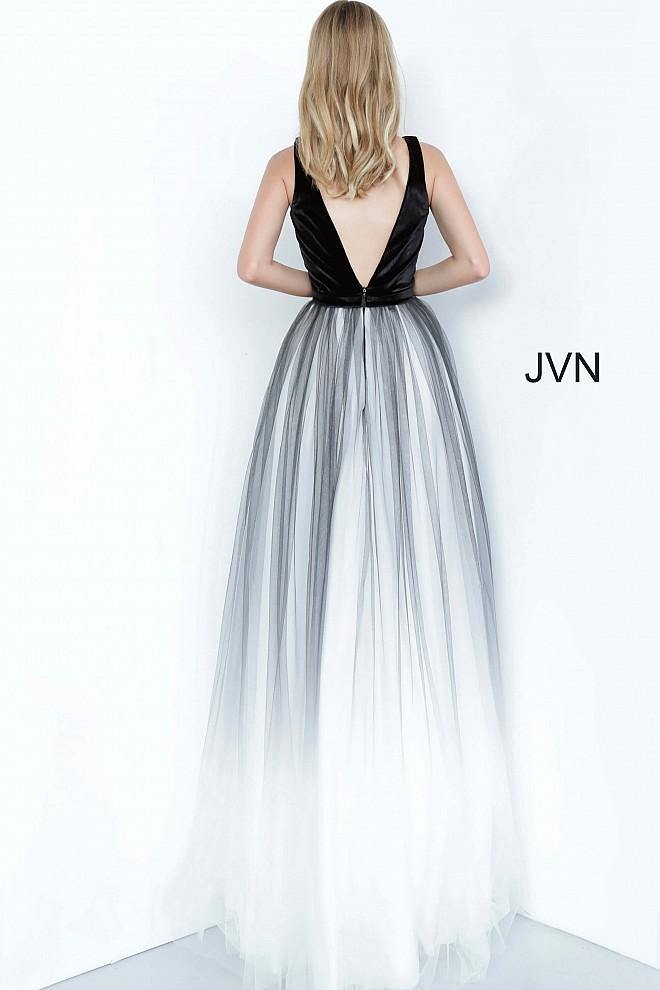 JVN By Jovani Long Prom Ballgown JVN2060 Black/White - The Dress Outlet Jovani