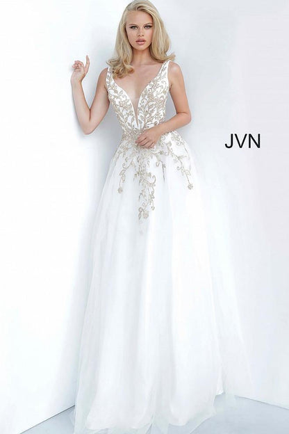 JVN By Jovani Long Sleeveless Prom Ball Gown JVN2302 - The Dress Outlet Jovani