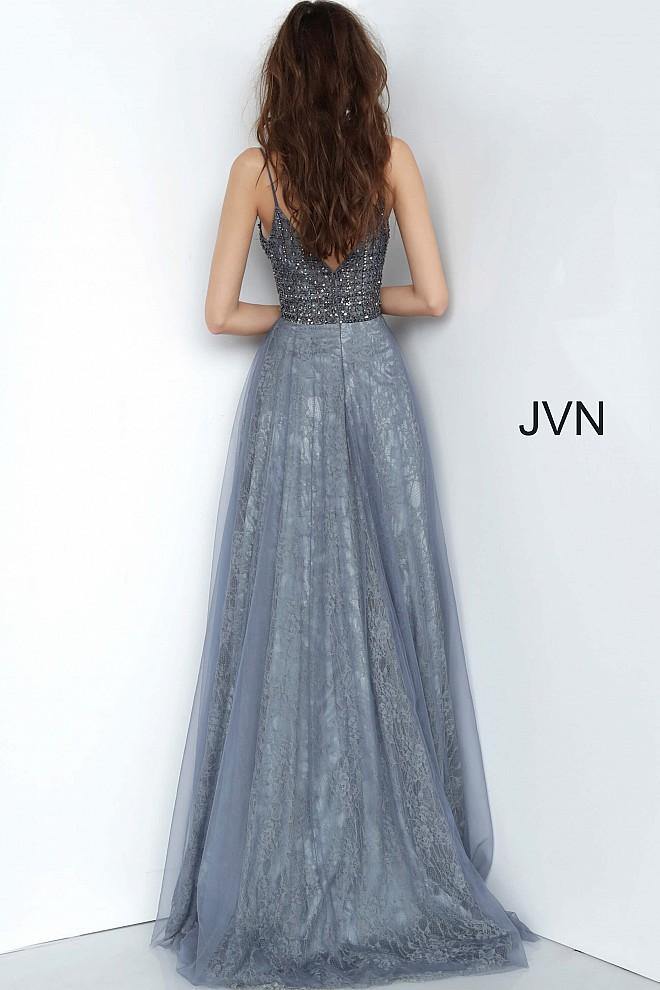 JVN By Jovani Long Formal Prom Dress JVN2550 Grey - The Dress Outlet Jovani