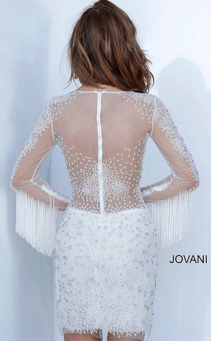 JVN by Jovani Short Cocktail Beaded Dress JVN3152 - The Dress Outlet Jovani