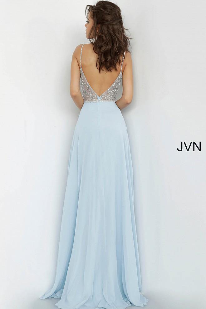 JVN By Jovani Long Prom Gown JVN4410 Light Blue - The Dress Outlet Jovani