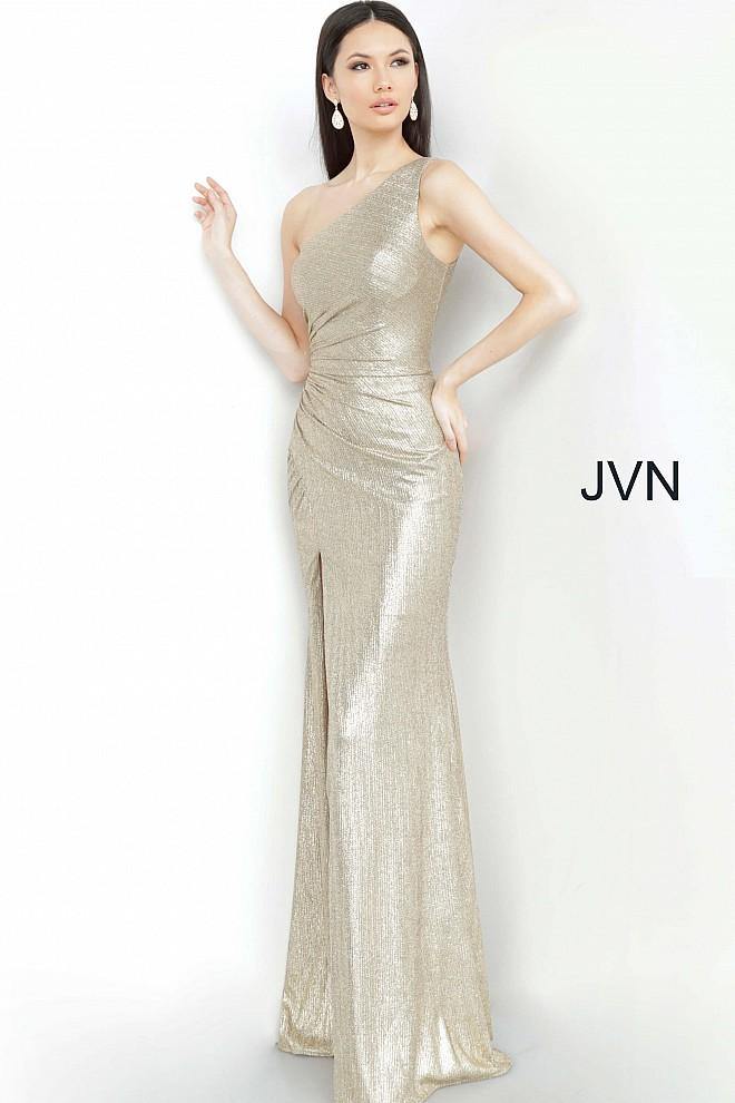 JVN By Jovani Long Formal One Shoulder Prom Gown JVN4734 - The Dress Outlet Jovani