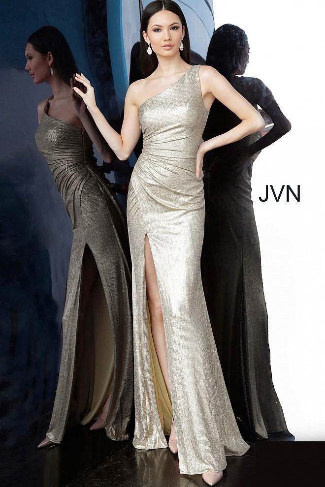 JVN By Jovani Long Formal One Shoulder Prom Gown JVN4734 - The Dress Outlet Jovani