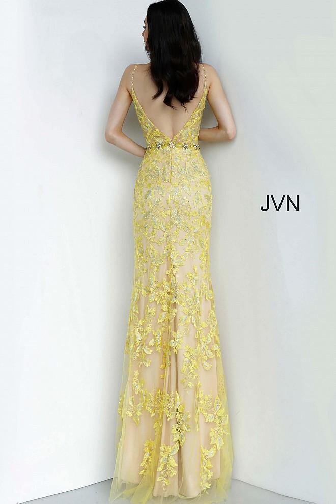 JVN By Jovani Spaghetti Straps Prom Lace Dress JVN62330 - The Dress Outlet Jovani