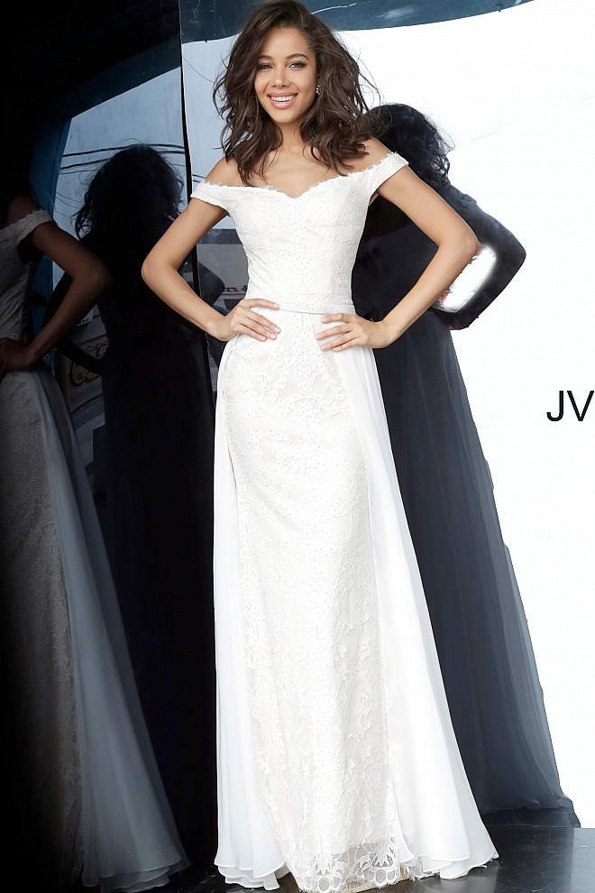 JVN By Jovani Off the Shoulder Lace Prom Dress JVN62489 - The Dress Outlet Jovani