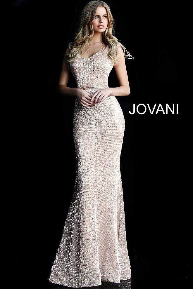 JVN By Jovani Long Cap Sleeve Fitted Prom Dress JVN62499 - The Dress Outlet Jovani