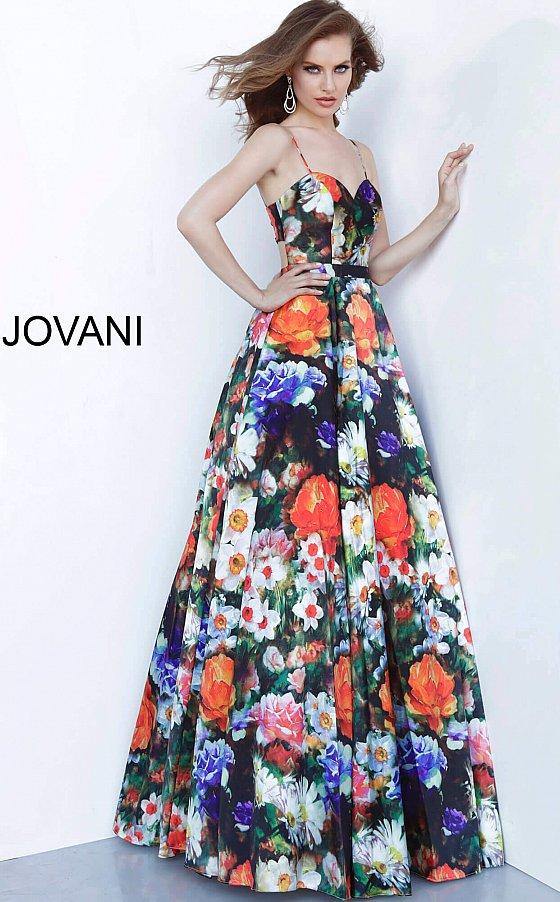 Print Jovani 66692 Long Floral Prom Ball Gown for $640.0 – The Dress Outlet