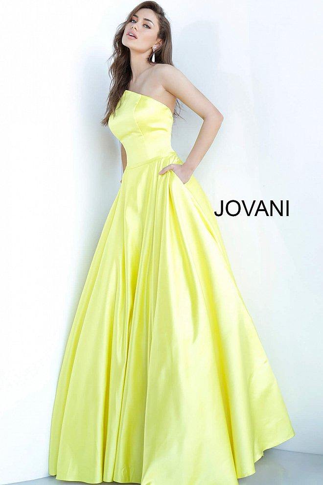 JVN By Jovani Long Formal Prom Gown JVN68993 Yellow - The Dress Outlet Jovani