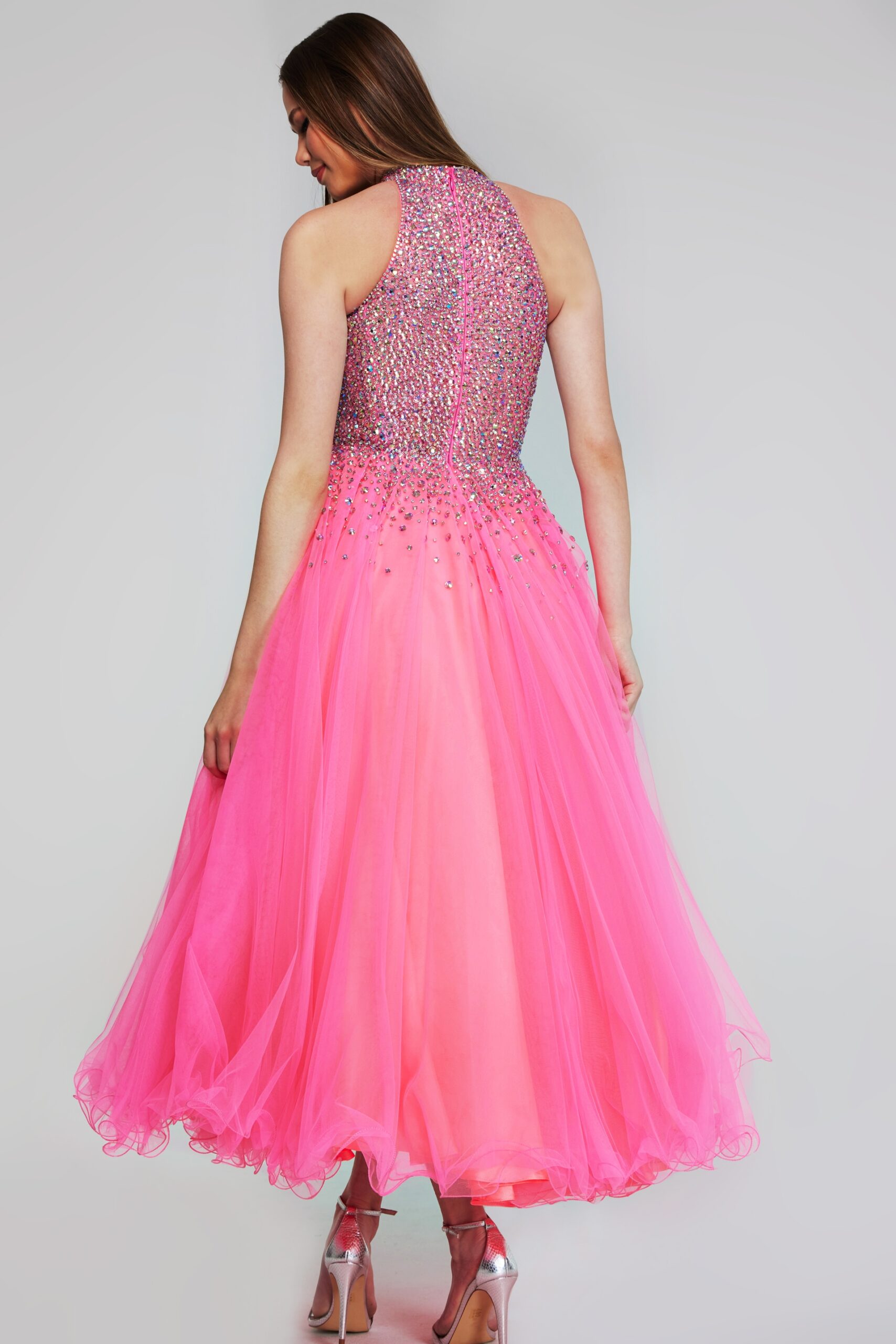 Prom Dresses A Line Prom Beaded Long Formal Girls Dresses Hot Pink