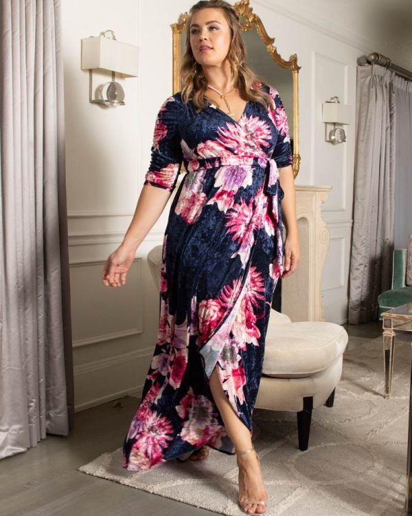 svejsning evne Der er en tendens Kiyona Long Formal Plus Size Velvet Wrap Dress | Dress Outlet – The Dress  Outlet