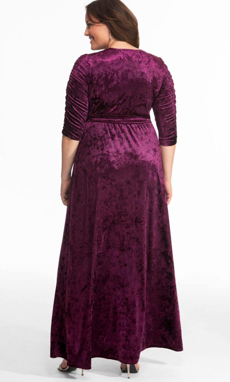 Kiyona Long Formal Plus Size Velvet Wrap Dress - The Dress Outlet Kiyonna
