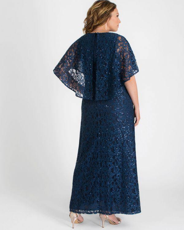 Kiyonna Celestial Cape Sleeve Gown - The Dress Outlet Kiyonna