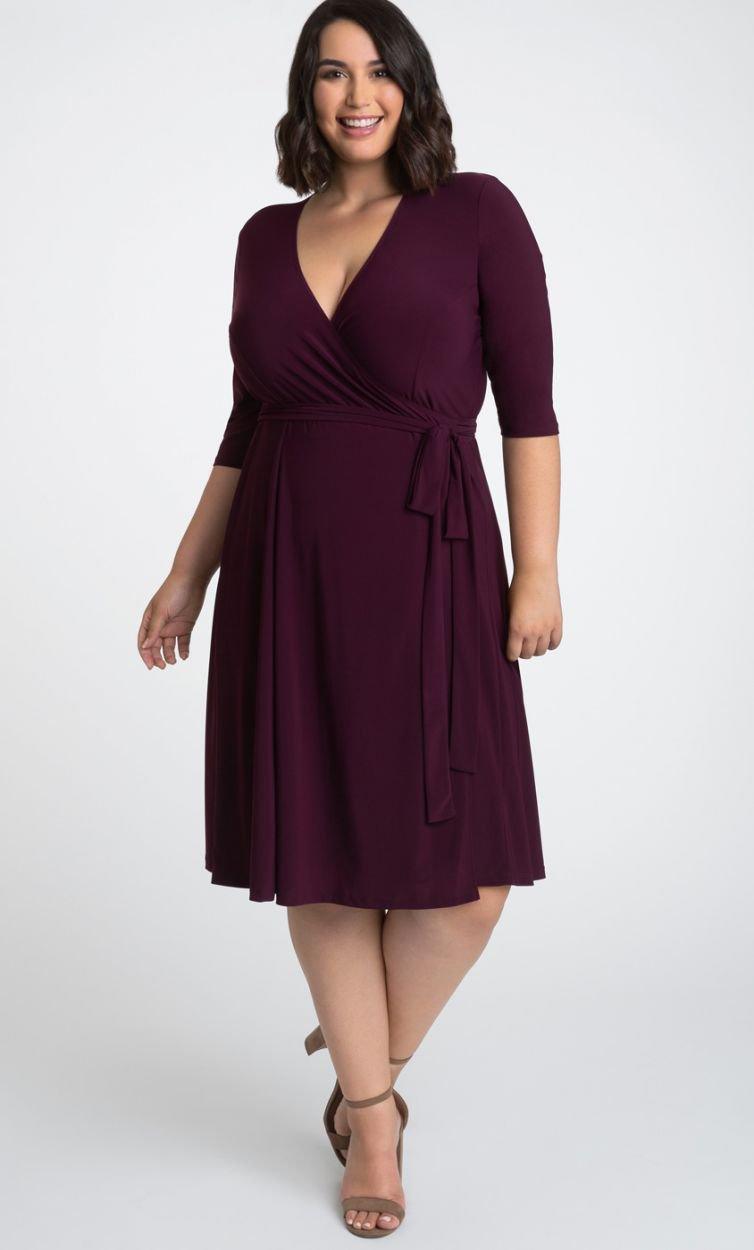 Kiyonna Essential Wrap Short Plus Size Dress - The Dress Outlet Kiyonna