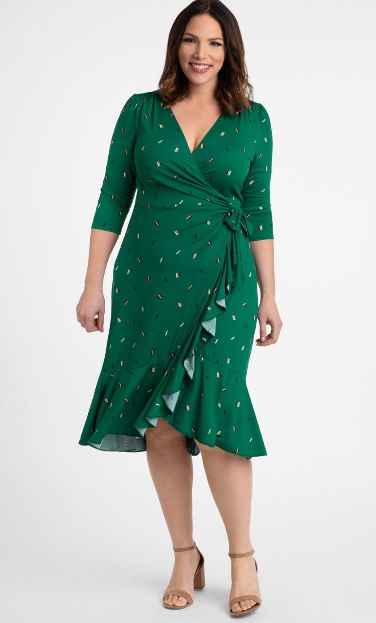 Kiyonna Flirty Flounce Wrap Dress - The Dress Outlet Kiyonna