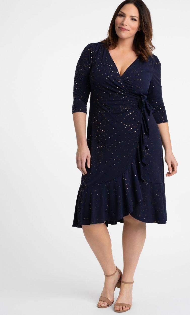 Kiyonna Flirty Flounce Wrap Dress - The Dress Outlet Kiyonna