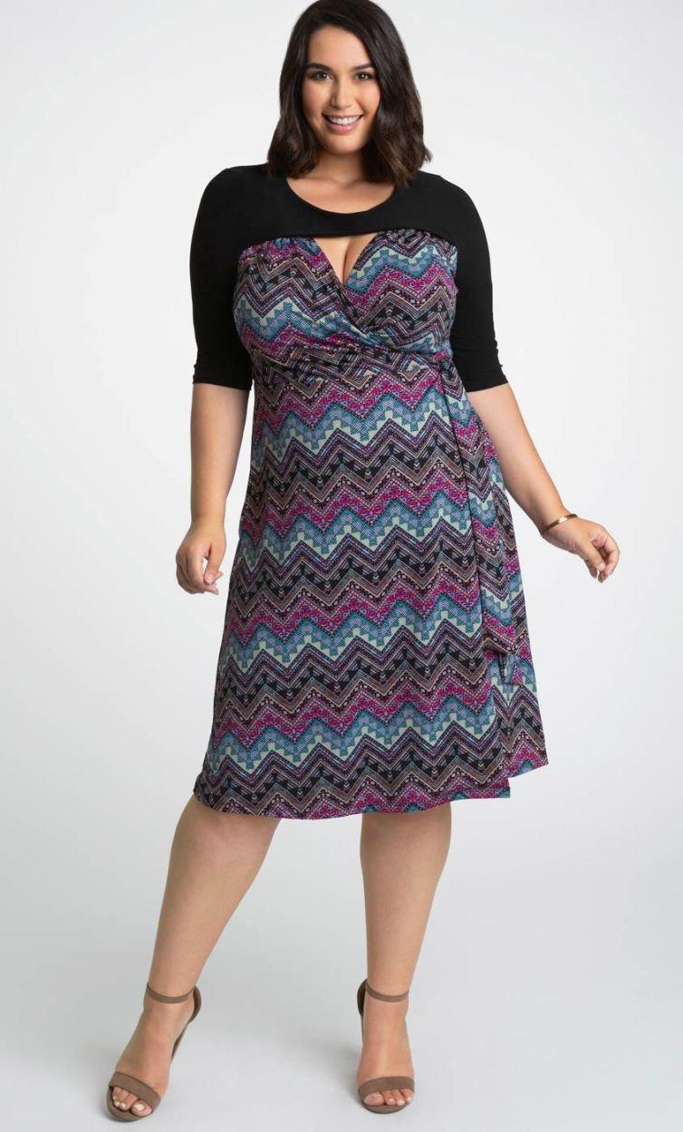 Kiyonna Plus Size Short Wrap Dress - The Dress Outlet Kiyonna