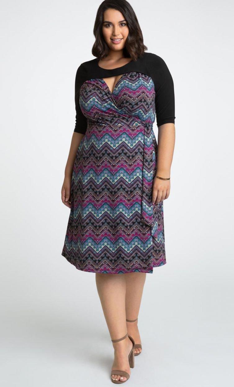 Kiyonna Plus Size Short Wrap Dress - The Dress Outlet Kiyonna