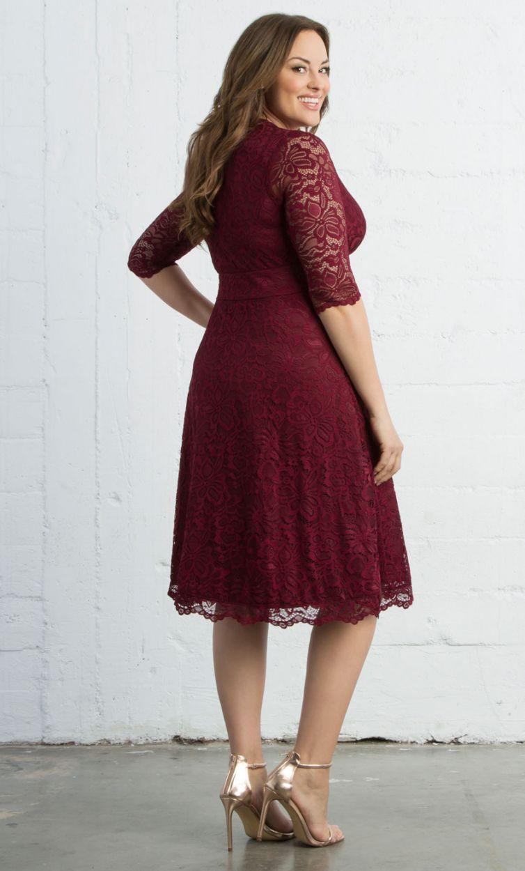 Kiyonna Short Lace Dress 3/4 Sleeve - The Dress Outlet Kiyonna