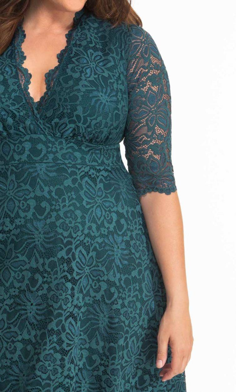 Kiyonna Short Lace Dress 3/4 Sleeve - The Dress Outlet Kiyonna