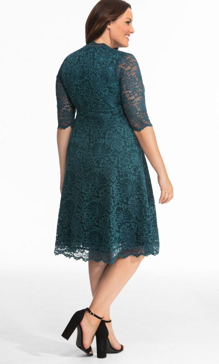 Kiyonna Short Lace Dress 3/4 Sleeve - The Dress Outlet Kiyonna