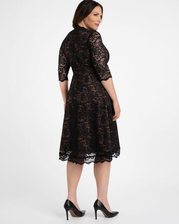 Kiyonna Short Lace Dress Long Sleeve - The Dress Outlet