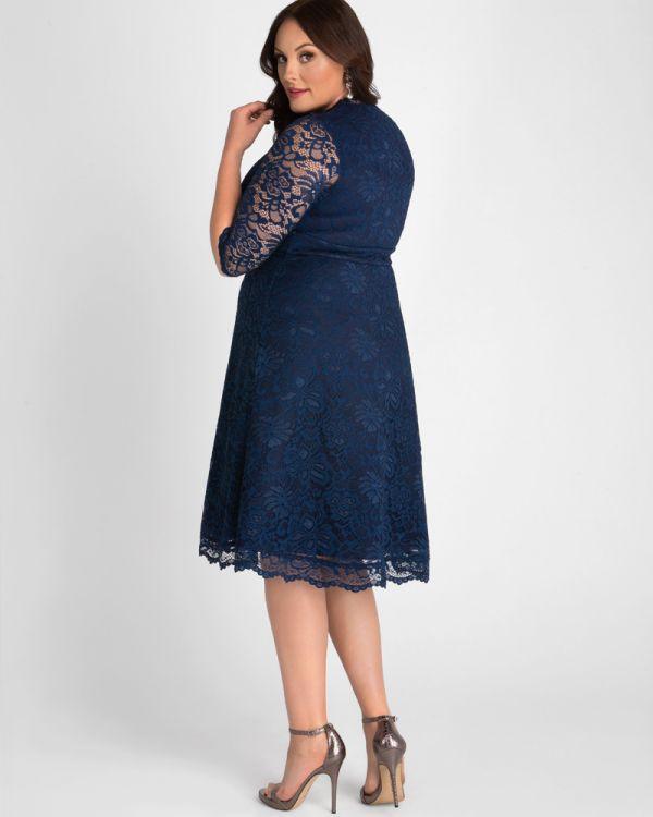 Kiyonna Short Lace Dress Long Sleeve - The Dress Outlet