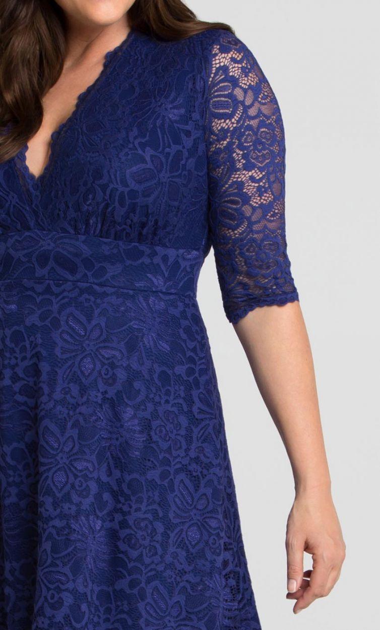 Kiyonna Short Lace Dress 3/4 Sleeve - The Dress Outlet Kiyonna